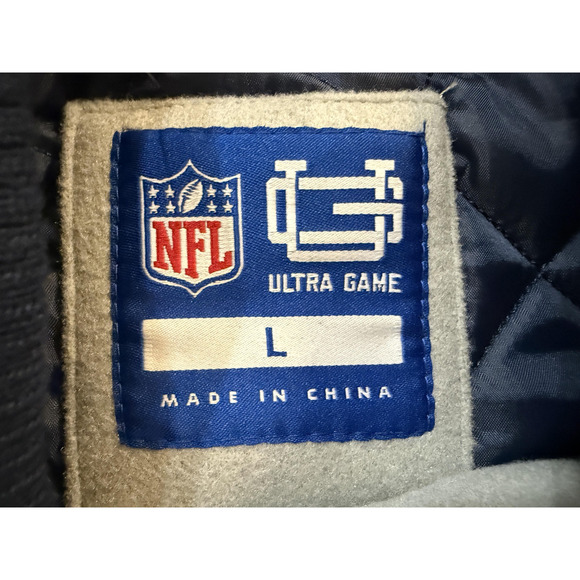 Dallas Cowboys Varsity Jacket Men Large Gray Navy NFL Football Fleece Snap NWT - Picture 4 of 10